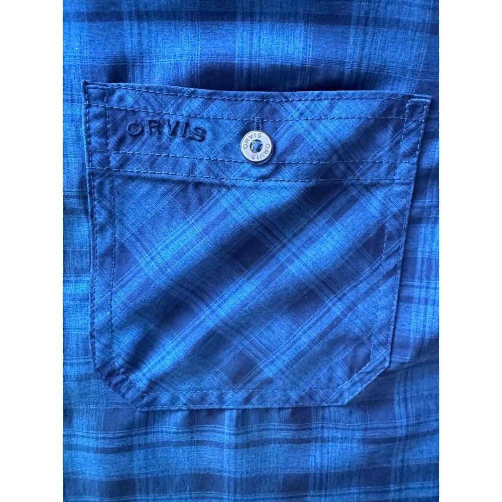 Orvis Button-Up Shirt Men's Large Blue Plaid Short Sleeve Fishing Outdoor - Picture 6 of 11